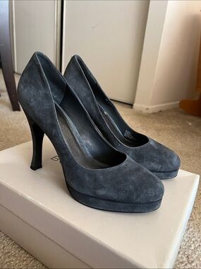 BCBGeneration Gray Suede Platform Pumps